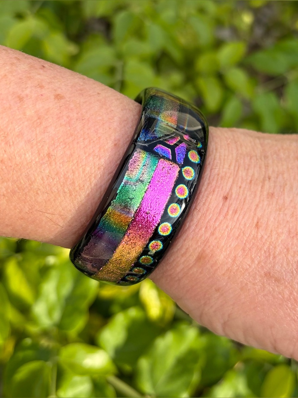 Dichroic Fused Glass Open Cuff Bracelet